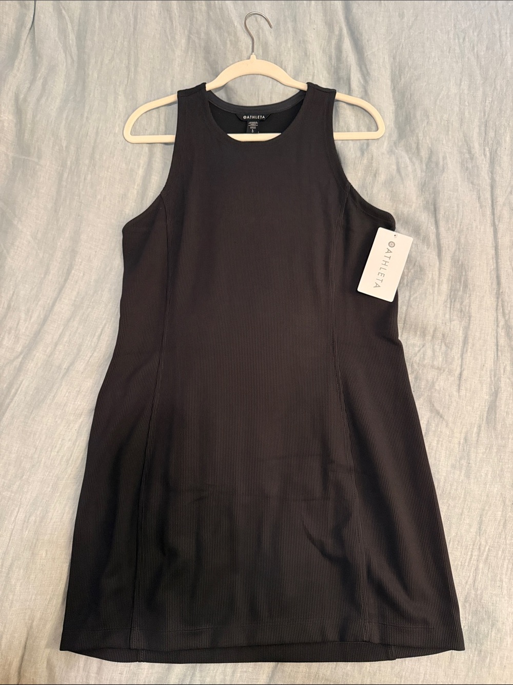 NWT Athleta Black Ribbed Sleeveless Shift Dress